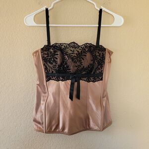 Womens Med Y2K Corset Bone In Tank Bustier Fairy Gothic Grunge Coquette Bow Lace